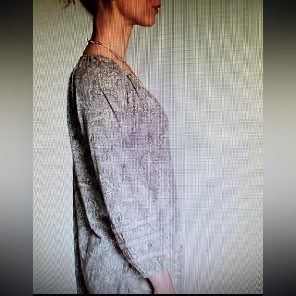 J JILL FLORAL PRINTED TUNIC SIZE MEDIUM. TAN/CREAM NWT! - Picture 3 of 6